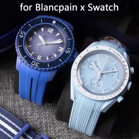 Rubber Strap for Blancpain x Swatch Fifty Fathoms 22mm Curved Men Women Sport Waterproof TPU Replace