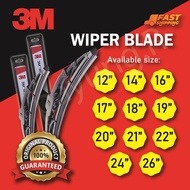 100% ORIGINAL 3M WIPER BLADE (12” 14” 16” 17” 18” 19” 20” 21” 22” 24” 26”)(J HOOK)(Perodua,Proton,Ho
