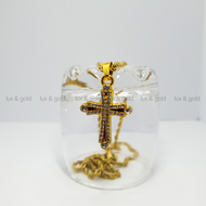 LUX & GOLD CRYSTAL CROSS NECKLACE for men and women 18K Bangkok Gold Plated Crystal Cross Necklace H