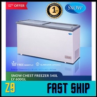 FAST SHIP SNOW CHEST FREEZER (FLAT GLASS SLIDING LID 540 Liter ) LY600GL-L READY STOCK