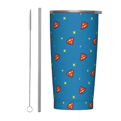 Supermans Logo Tumbler Vacuum Insulated Coffee Cups Vacuum Flask Double Wall Mugs Spill Proof, 20oz