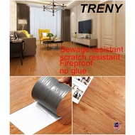 TRENY DIY Vinyl Flooring 1.8mm Thick Waterproof Self Adhesive Wood Feel Floor 1.5sqf /pcs Tampal Vinyl Lantai