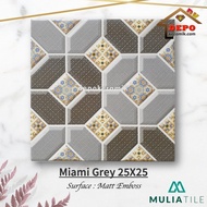 Mulia Miami Grey 25x25 Kw1 Keramik Lantai Kamar Mandi Timbul