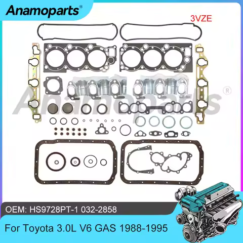 Full Gasket Set for 3.0L V6 GAS SOHC 3VZE Engine Fit for Toyota 4Runner Pickup T-100 1988-1995 HS972