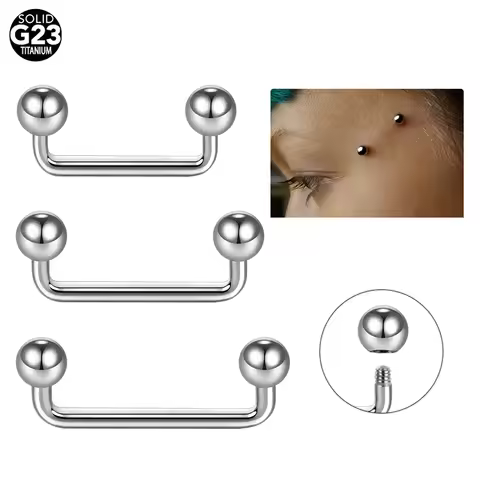1PCS Titanium Piercings Double Ball Staple Micro Dermal Anchor Bars Piercings 14G Skin Diver Surface