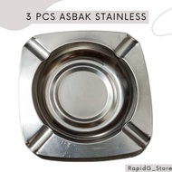 TERLARIS 10 PCS TEMPAT ASBAK STAINLES BULAT KOTAK CERUTU | COD
