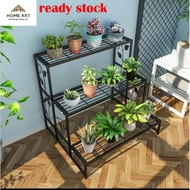►✨ready stock✨Flower stand Multi-layer indoor and outdoor / RAK PASU BUNGA 3 TINGKAT/rak bunga bertingkat（black）