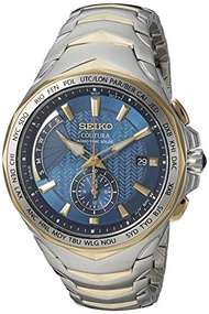 SEIKO SSG010 Watch for Men - Coutura Collection - Radio Sync Solar Chronograph, Two-Tone Stainless S