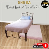 Living Mall Sheba Single Metal Bed Frame with Trundle Set - Optional Mattress Add On Available