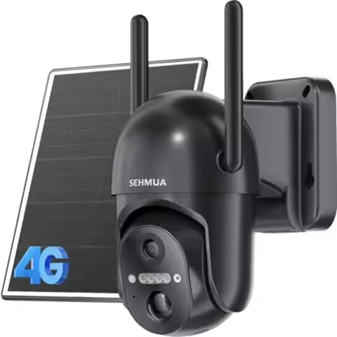 4G LTE Cellular Solar Security Camera Wireless Outdoor, No Wi-Fi Solar Powered Camera, 360° Live Vie