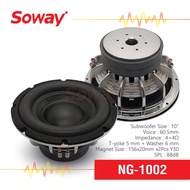 Soway NG-1002 ลำโพง ซับวูฟเฟอร์ ขนาด 10นิ้ว แม่เหล็ก 156x20mm 2ชั้น 4+4Ω 1600W โครงหล่อโครเมี่ยม 1ดอก Subwoofer เครื่องเสียงติดรถยนต์