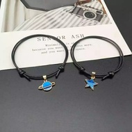 Black rope Bracelet Couple Bracelet Pair of 2Pcs Couple Bracelets Friends Love Moon & Star