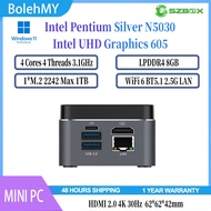 SZBOX MINI PC M1T Intel Pentium Silver N5030 LPDDR4 8GB M.2 2242 SSD WiFi 6 BT5.1 2.5G LAN Office MI