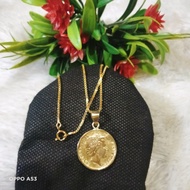 Kalung liontin koin dolar mirip emas kuno asli (Jinar)