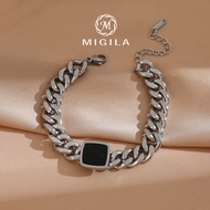 MIGILA graduation gift Cuban Little Black Plaque Cuban Bracelet non tarnish gift for BF