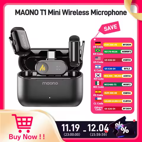 MAONO T1mini Wireless Lapel Microphone for Phone-Noise Cancellation Auto Clipping Function App Setti
