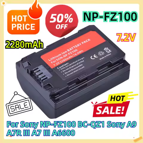 For Sony NP-FZ100 BC-QZ1 Sony A9 A7R III A7 III A6600 2280mAh NP-FZ100 Battery