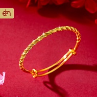 Women's Twisted Expandable 916 Gold Bangle Lucky Bracelet Ladies Jewelry for Women Girls