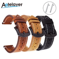 Aotelayer Quick Release 18 19 20 21 22 24mm Width High-end Frosted Retro Calf Geniune Leather Watchbands Flat Head Universal Strap For Samsung/Huawei/MOTO Watch