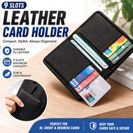 Leather Card Holder Business Card Holder ID Credit Card Wallet PU Leather License Holder 9 Slots