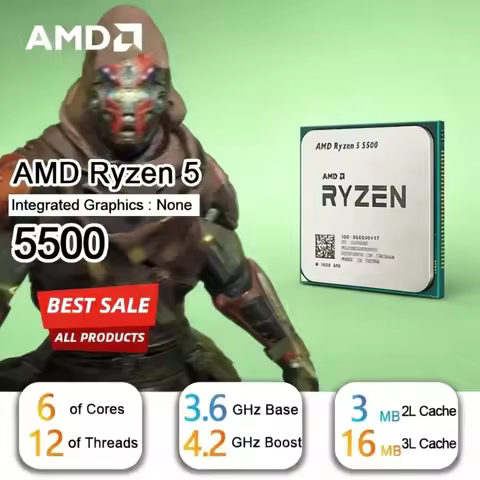 AMD R5 5500 CPU Processor Ryzen 5 5500 4.2 GHz 6-Core 12-Thread 65W TDP L3=16M Socket AM4 but withou