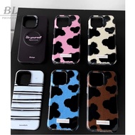 Contrast Color Cow Pattern Thin Stripe Magnetic Applicable For iPhone 17 16 15 14 13 Pro Max i15 i16