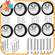 8pcs Luggage Wheels Replacement Kit,Dia 2in/50mm Thick 0.47in/12mm Resistant Rubber Mute Caster Repl