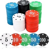 MplehDa Casino Poker Chips, Pack of 100 Poker Chips with Nominal Values, Gaming Chips, Value Tokens,
