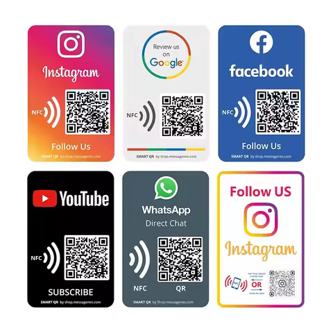 Acrylic Social Business Media Sign NFC Tap Follow US on Instagram QR Code Sign Google Review Faceboo