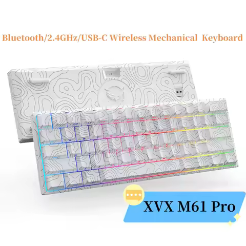 XVX M61 Pro Bluetooth/2.4GHz/USB-C Wireless Mechanical Gaming Keyboard Hot Swappable Keyboard Pre-lu