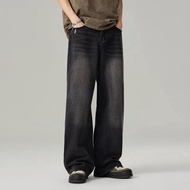 ONLINE MY Seluar jeans lelaki black panjang premium denim Korean style baggy pants