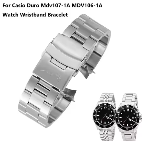 22mm Diving Steel Metal Watch Strap For Casio Duro Mdv106 D MDV106-1A Watches Wristband Bracelet Wat