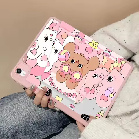 Three Little Rabbits Rotating Stand Tablet Cover for Ipad 8th Generation Case Ipad Case 9th Generati