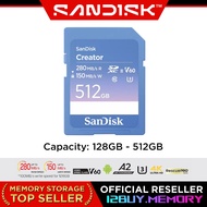 Sandisk Creator 4K 6K SD Card V60 U3 UHS-II Read Speed 280MB/s 128GB 256GB 512GB DXEPC 12BUY.MEMORY
