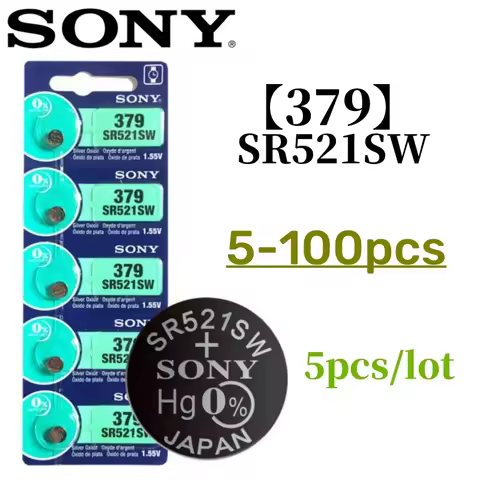 5-100pcs Original SONY Battery SR 521 LR521 AG0 Batteries SR521SW 379A 379 179 SR63 1.5V Battery