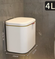 DDS - 不銹鋼壁掛式廚房洗手間帶蓋垃圾桶(白金)(尺寸:4L-22*15*19.5CM)#N164_016_334