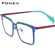 FONEX กรอบแว่นตาไทเทเนียมบริสุทธิ์ F85790แว่นสายตาสำหรับผู้ชายและผู้หญิงแว่นตาสี่เหลี่ยมย้อนยุคสีสันสดใสใหม่2023