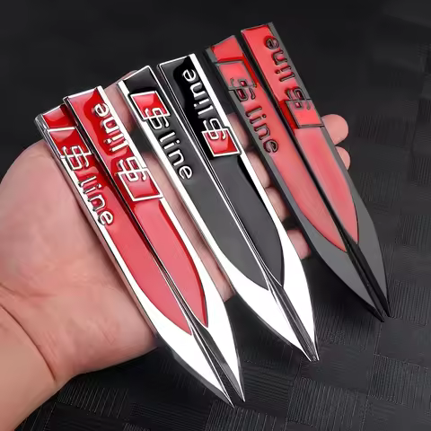 2PCS Car Left Right Wing Side Fender Sticker Auto Emblem Decoration for Audi Sline TT A6 C6 A5 A4 B8