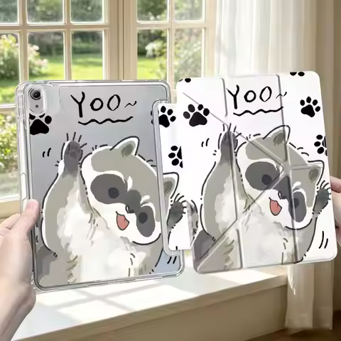 Cartoon Raccoon Tablet Case For iPad 11th Pro 13 2025 2026 12th 9th Air 8 M2 M3 3 10th Gen Mini 7 6 