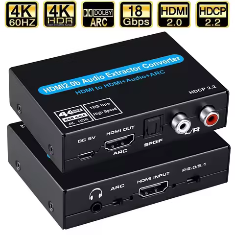 4K 60Hz HDMI 2.0 audio extractor Support 5.1Ch HDMI2.0b HDMI to HDMI Audio ARC Switch with audio tos