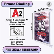 (3mm) Advertising Pen Acrylic Wall Frame / Acrylic Wall Display Size A2 / A3 / A4 / A5