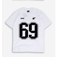 Men's T-Shirt, Baseball Distro T-Shirt Top, 69 White Motif