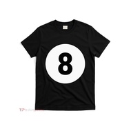 Men's Retro 8 Ball Billiards Graphic T-Shirt - Black with White Number 8 Pool Design, Machine Washab
