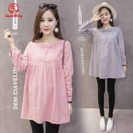 pregnant dressMaternity Dress Long Sleeves Loose Plus Size Pregnant Blouse Tops  / Kain Mengandung M