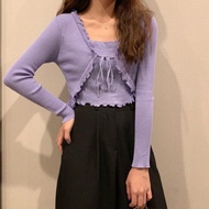 BestStore - Long Sleeve Top Double Layer - Atasan Wanita Model Cardigan - Long Sleeve Crop Top