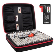 Tenergy Large Battery Organizer Storage Case with Battery Tester, Holds 120 Batteries AA AAA C D 9V 