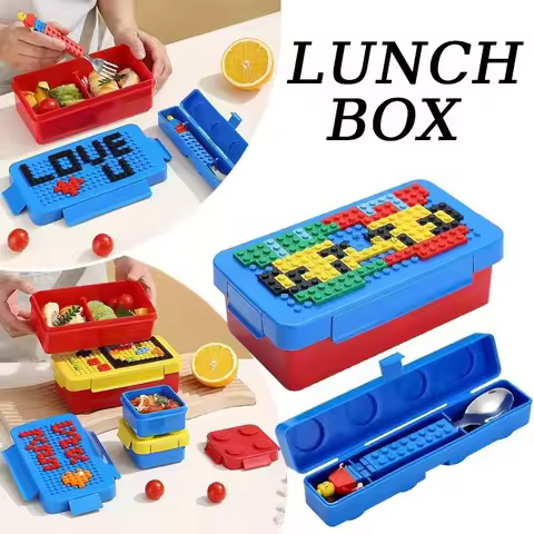 Building Block Lunch Box Color Building Blocks Splicing Sealed Lunch Box Fruit Salad Bento Box Food 