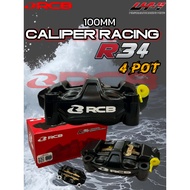 Radial Brake Caliper RCB Universal Use PNP 100MM P4 4 Piston 4POT R34 Series Set With Screw Brek Cal
