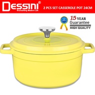 DESSINI ITALY iNM-24 Die Cast Aluminium Non Stick Casserole Pot Bowl Deep Fry Pan Cookware Tool PERI