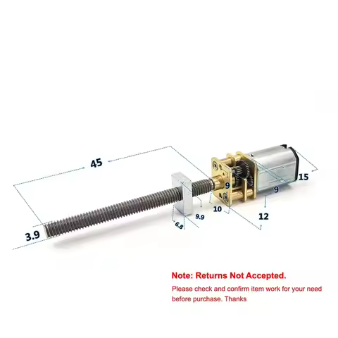 Mini N20 Full Metal Gearbox Gear Motor Long Linear Screw Nut Shaft Slider Deceleration Motor DC 3V 1